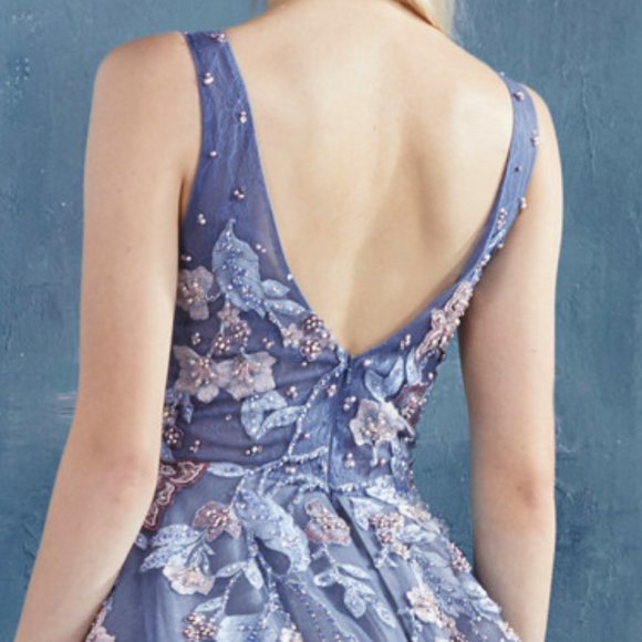 NEW BEADED EMBROIDERED SHEATH GOWN WITH OVERSKIRT & BACK ZIPPER CLOSURE AL A0894 - Picture 5 of 7